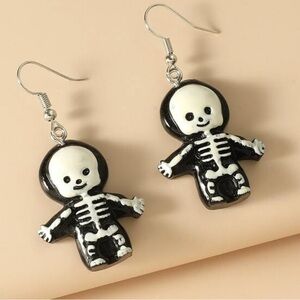 Halloween Black & White Skeleton Earrings
